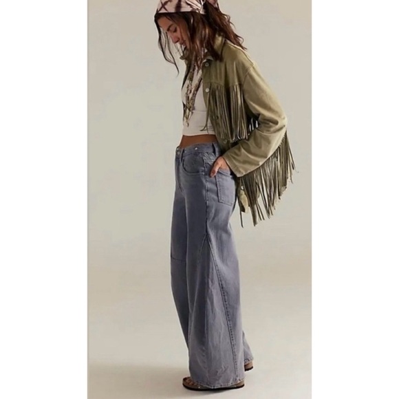 NWT Free People Eden Slouchy Flare Jeans Diamond Grey 28 - Picture 3 of 12